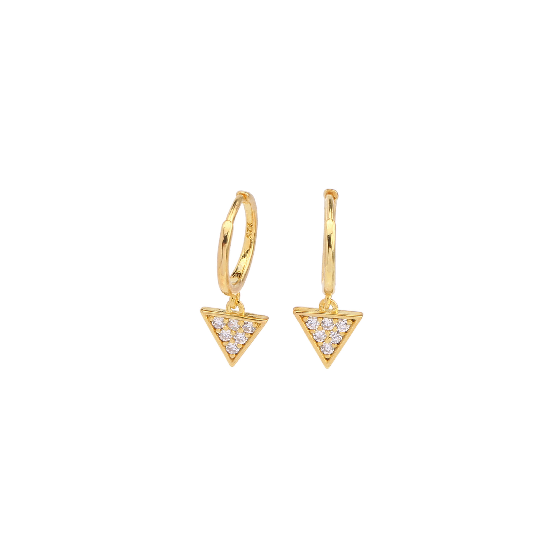 1 Pair Simple Style Commute Triangle Inlay Sterling Silver Zircon Drop Earrings display picture 1