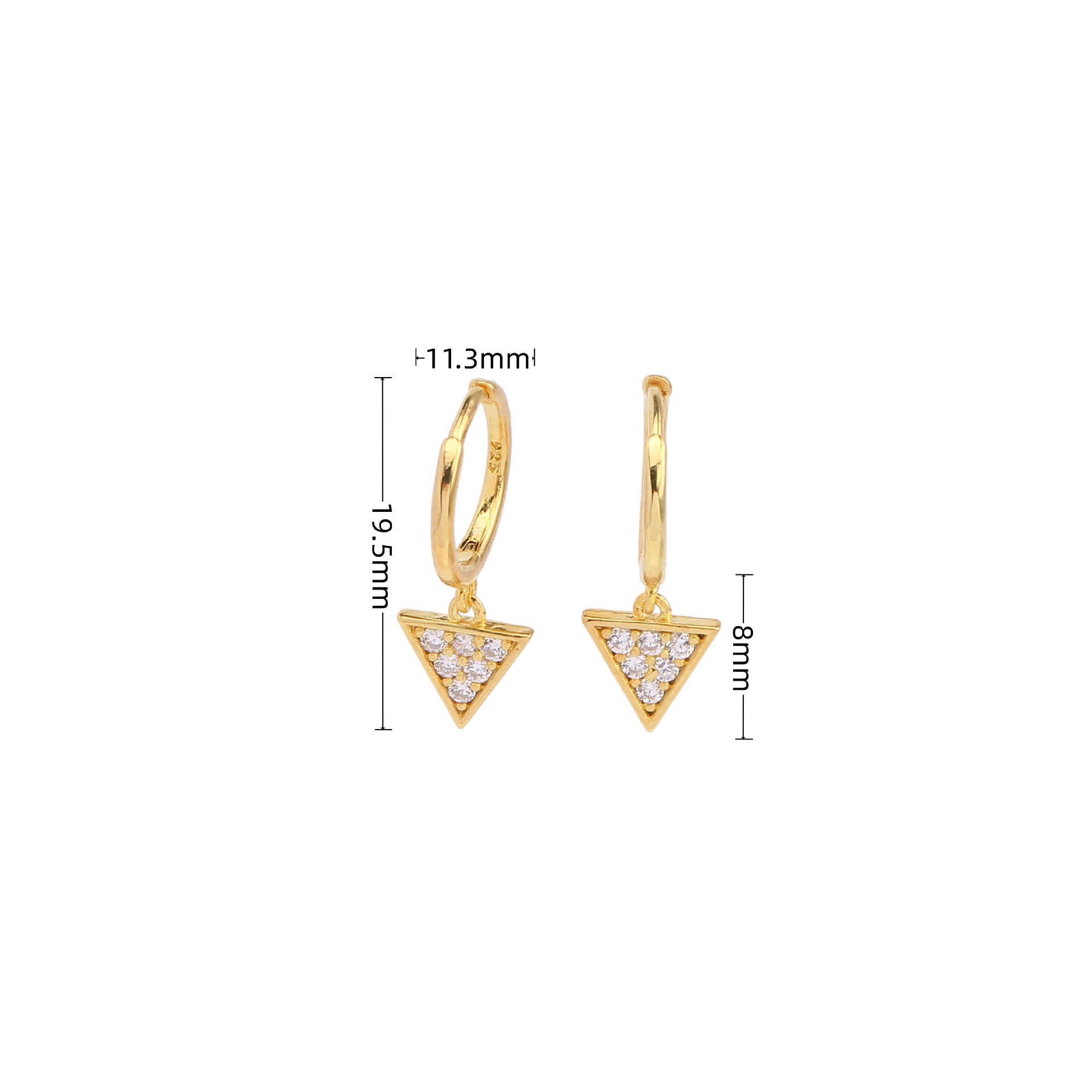 1 Pair Simple Style Commute Triangle Inlay Sterling Silver Zircon Drop Earrings display picture 2