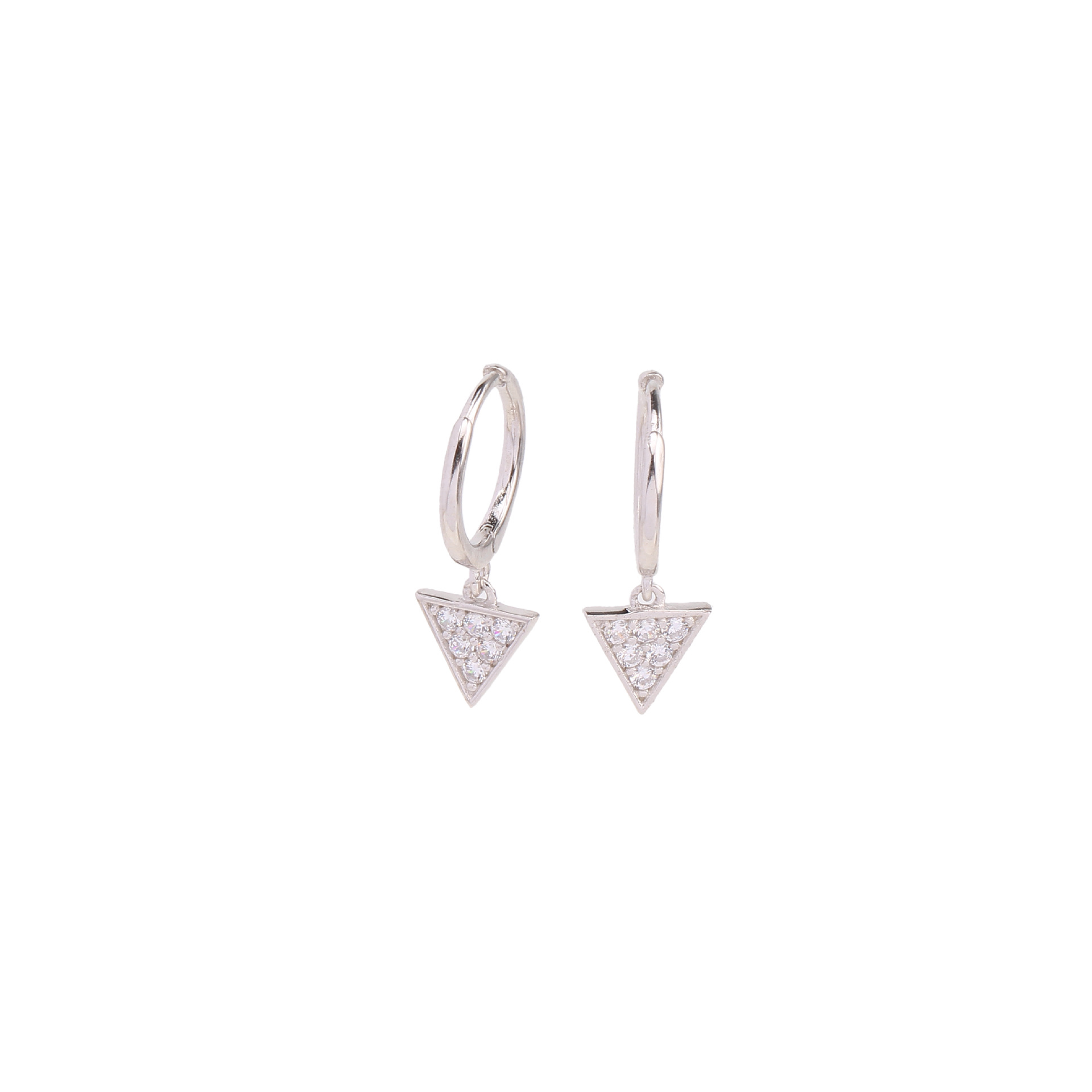1 Pair Simple Style Commute Triangle Inlay Sterling Silver Zircon Drop Earrings display picture 3
