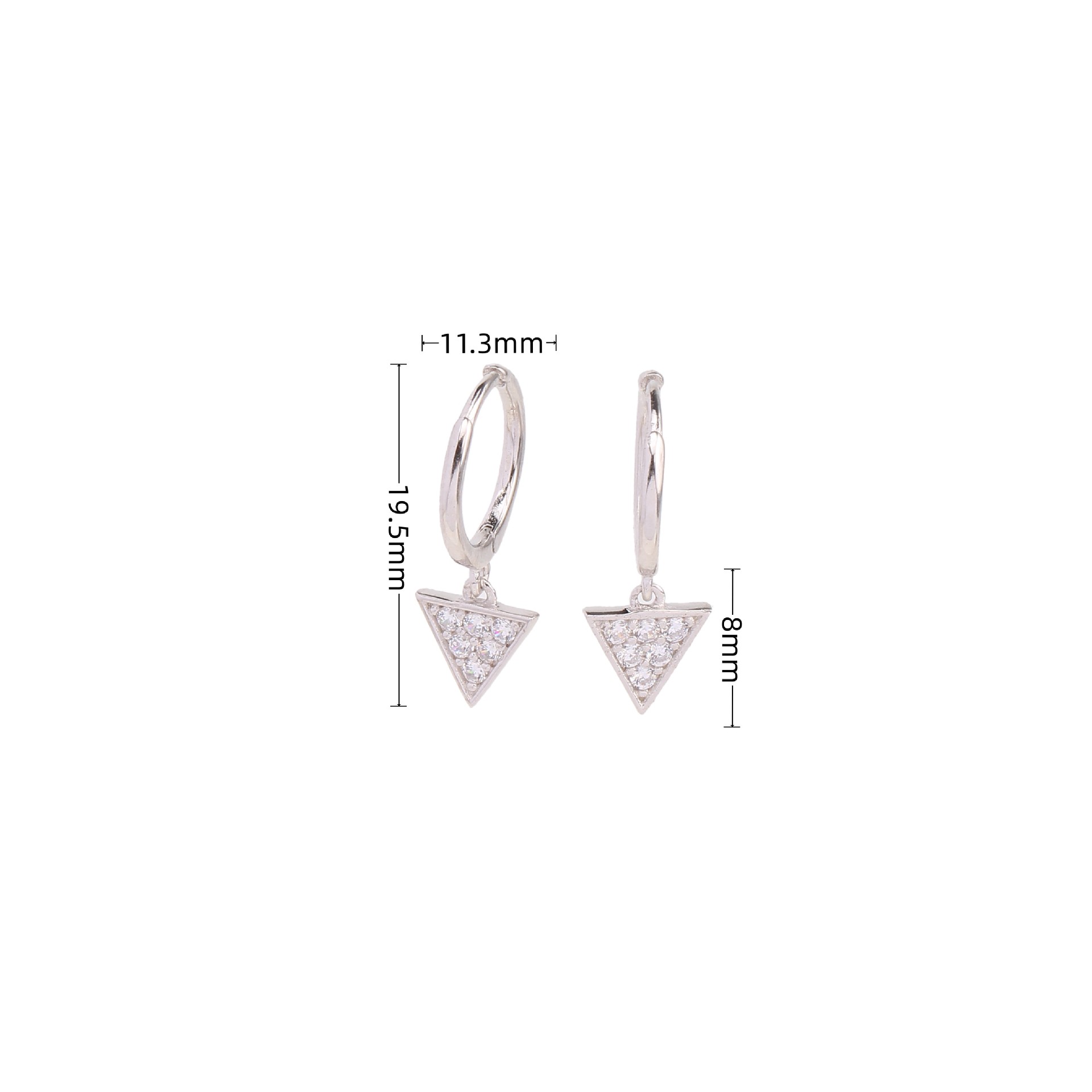1 Pair Simple Style Commute Triangle Inlay Sterling Silver Zircon Drop Earrings display picture 4