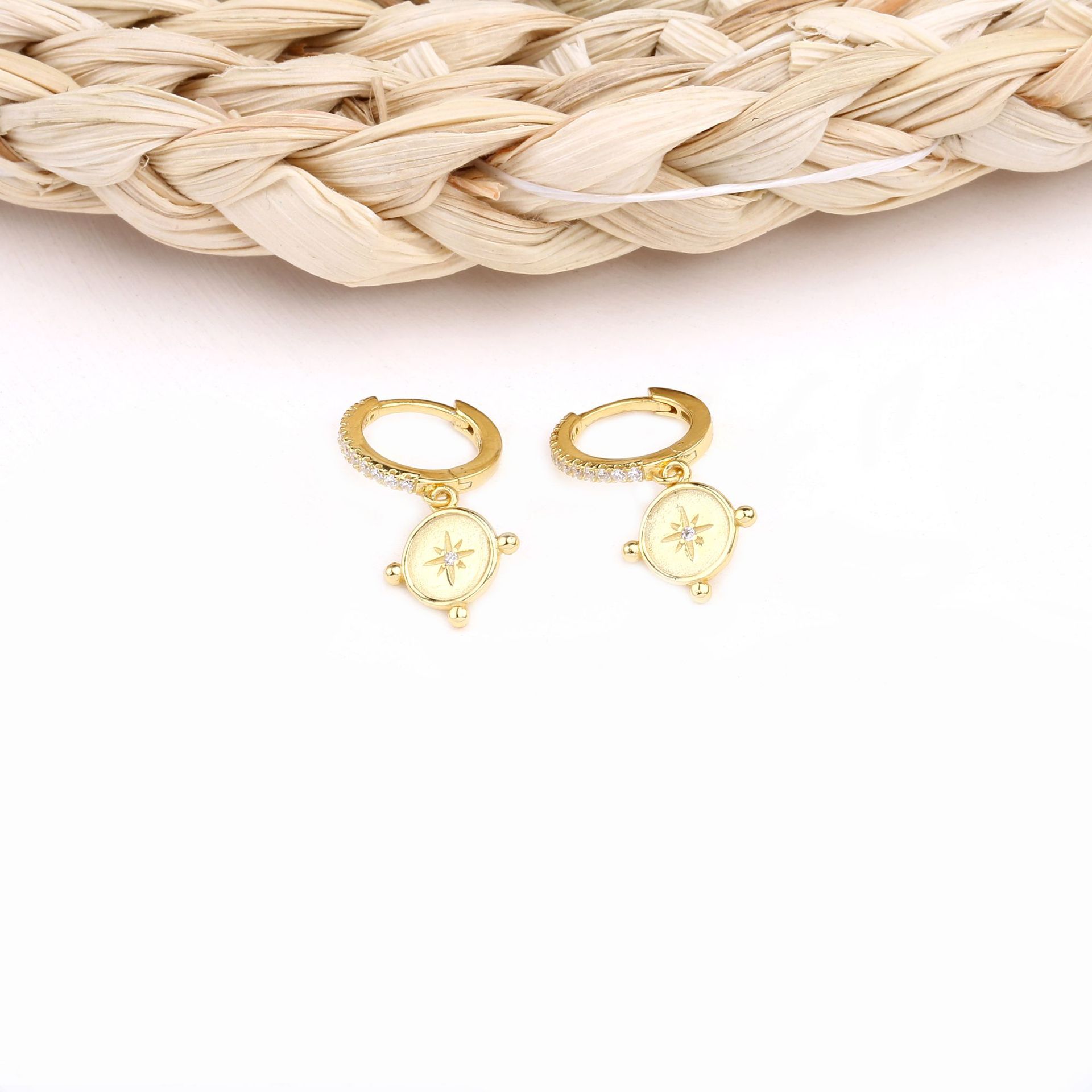 1 Pair Simple Style Star Plating Sterling Silver Gold Plated Drop Earrings display picture 5