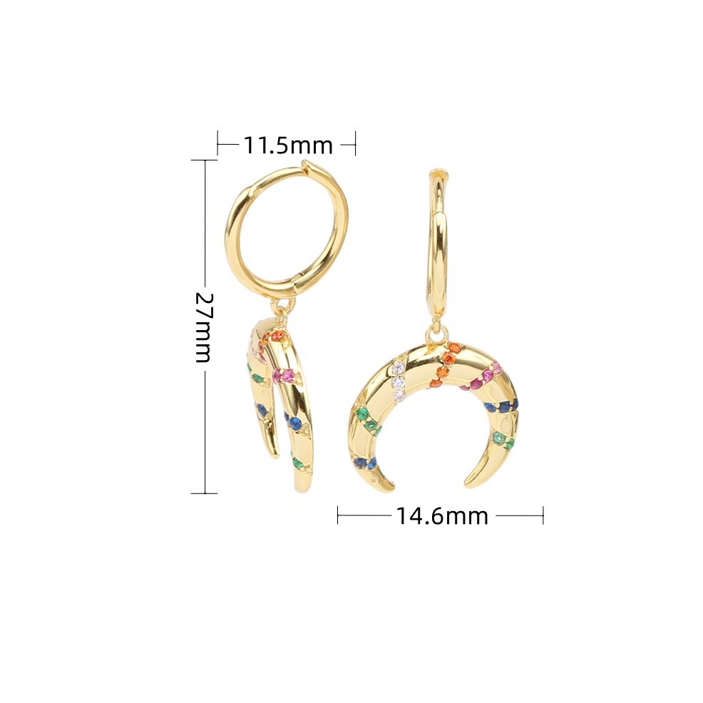 1 Pair Simple Style Moon Inlay Sterling Silver Zircon Drop Earrings display picture 2