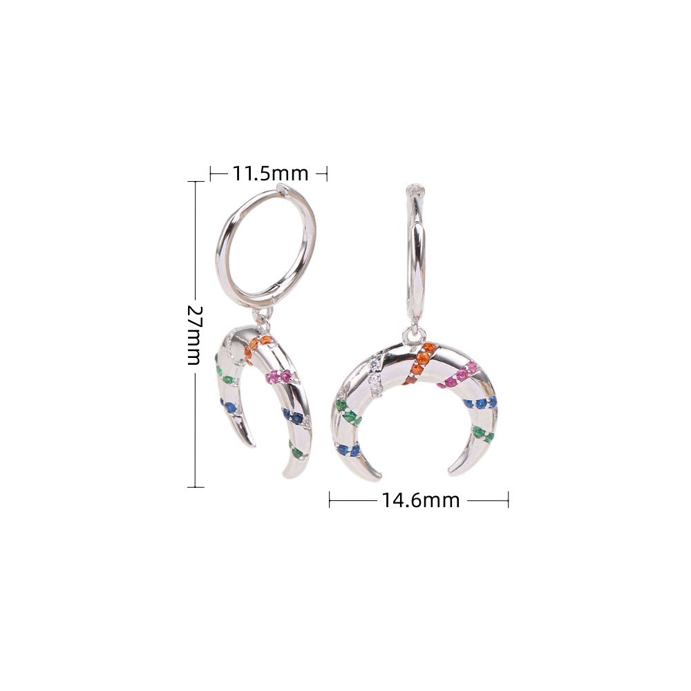 1 Pair Simple Style Moon Inlay Sterling Silver Zircon Drop Earrings display picture 4