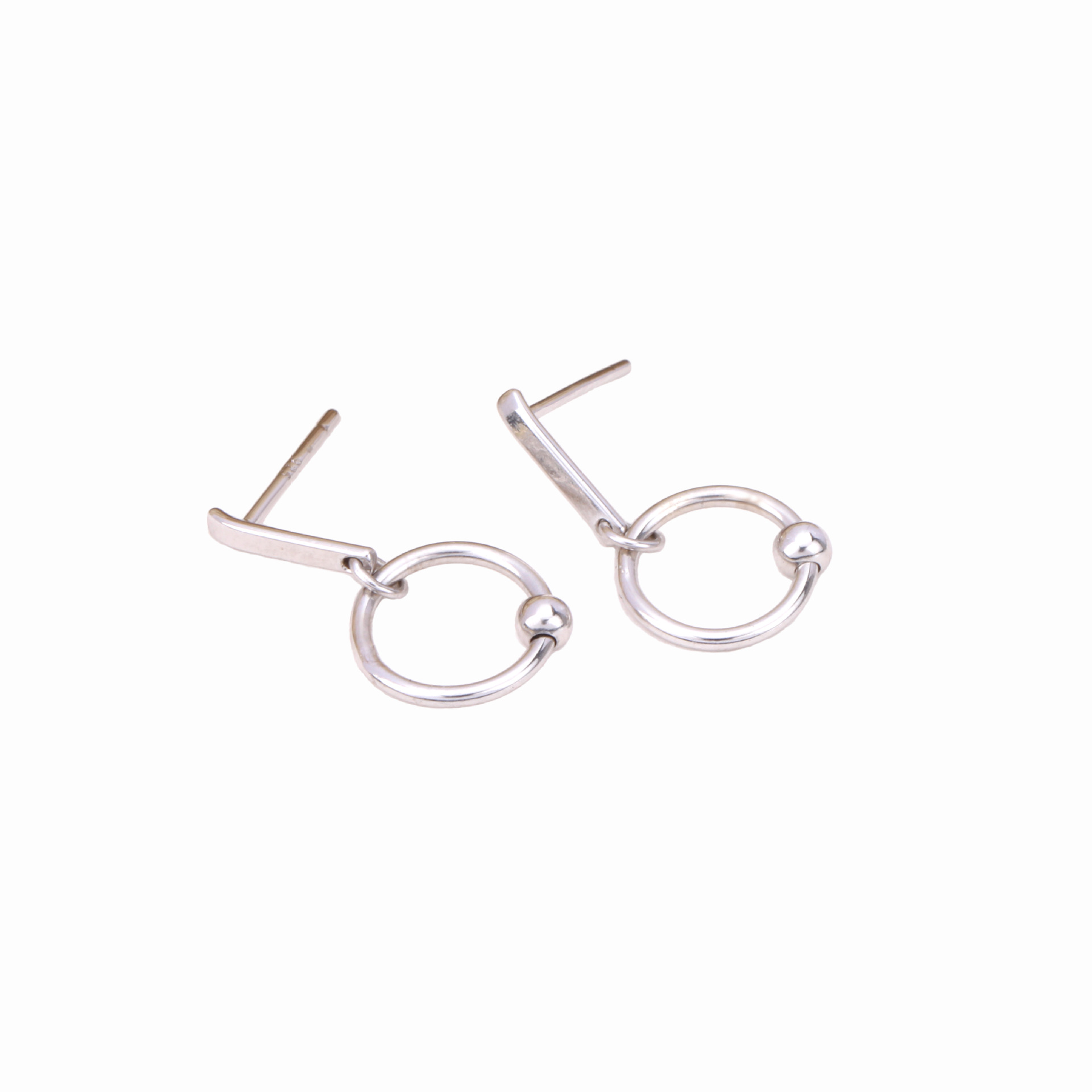 1 Pair Simple Style Solid Color Sterling Silver Drop Earrings display picture 3