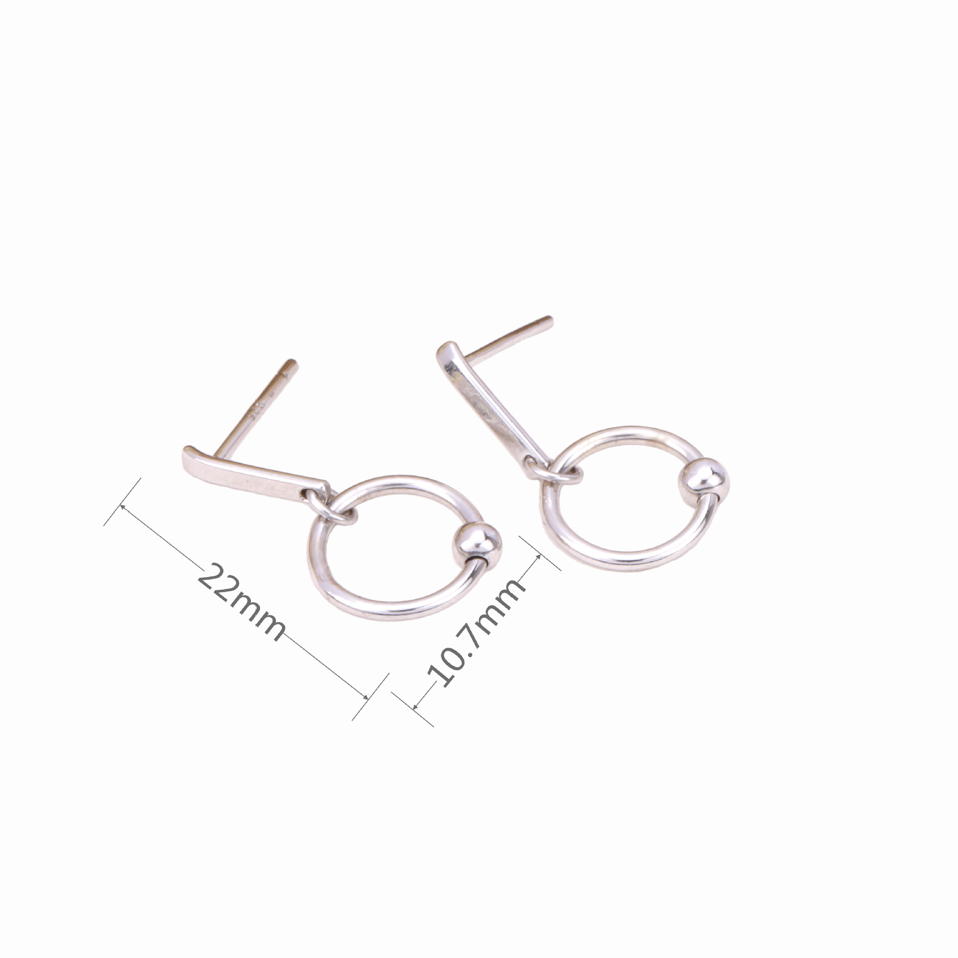 1 Pair Simple Style Solid Color Sterling Silver Drop Earrings display picture 4