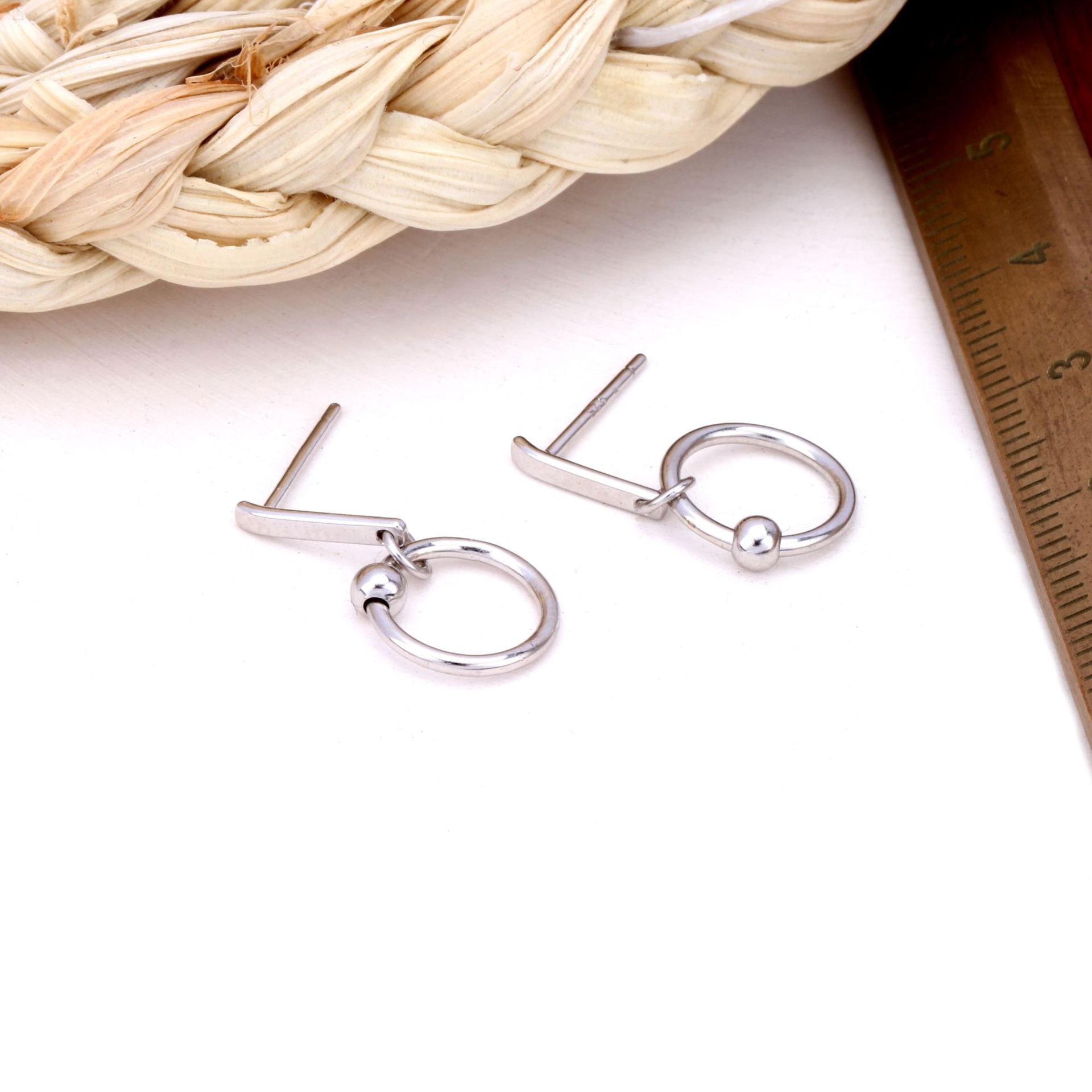 1 Pair Simple Style Solid Color Sterling Silver Drop Earrings display picture 8