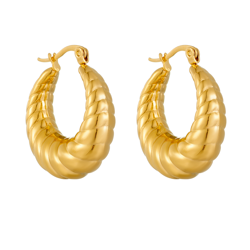 1 Pair Lady U Shape Plating Stainless Steel 18K Gold Plated Hoop Earrings display picture 2