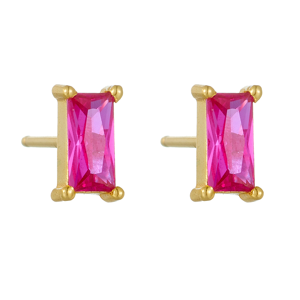 1 Pair Simple Style Rectangle Plating Inlay Sterling Silver Zircon 14k Gold Plated Ear Studs display picture 7