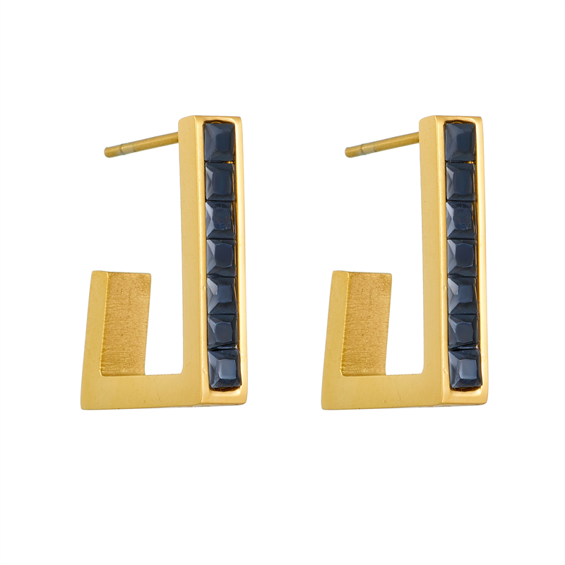 1 Pair Simple Style Solid Color Plating Inlay Stainless Steel Zircon 18K Gold Plated Ear Studs display picture 1