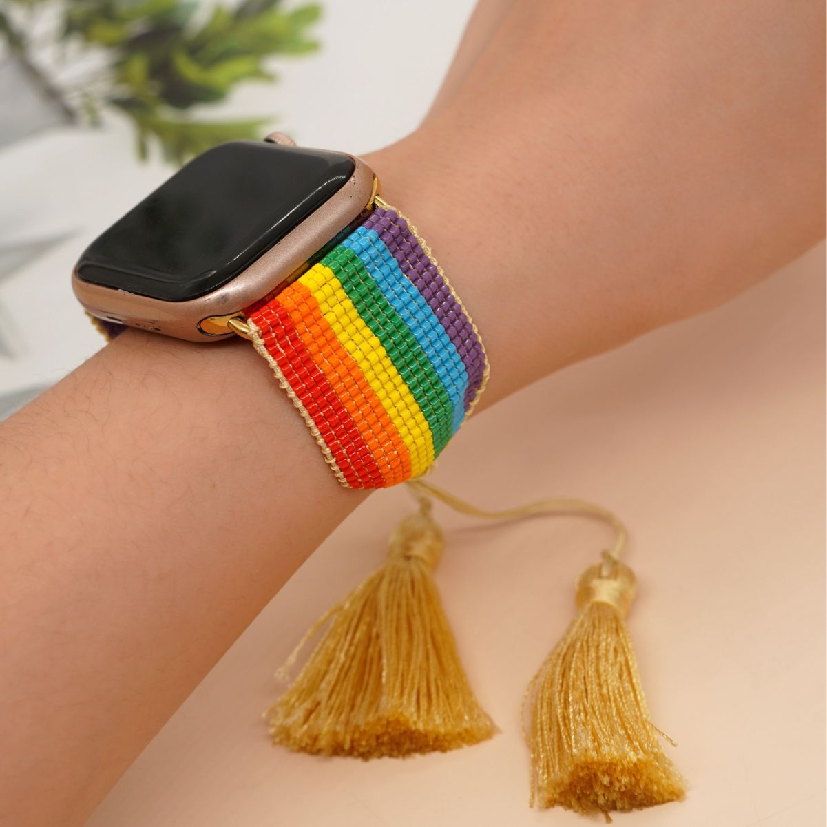 European And American Hot Bohemian Style 6-color Rainbow Bead Suitable For  Watch1-8 Generation Watch Band display picture 2
