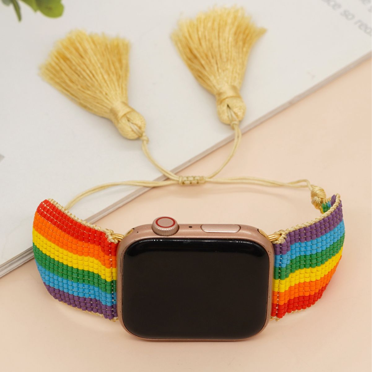 European And American Hot Bohemian Style 6-color Rainbow Bead Suitable For  Watch1-8 Generation Watch Band display picture 3