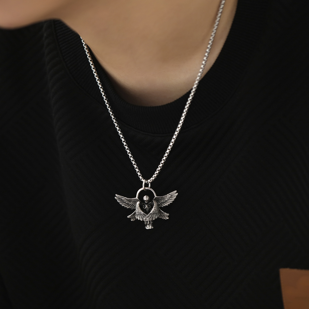 Vintage Style Simple Style Angel Wings 304 Stainless Steel Men'S Pendant Necklace display picture 5