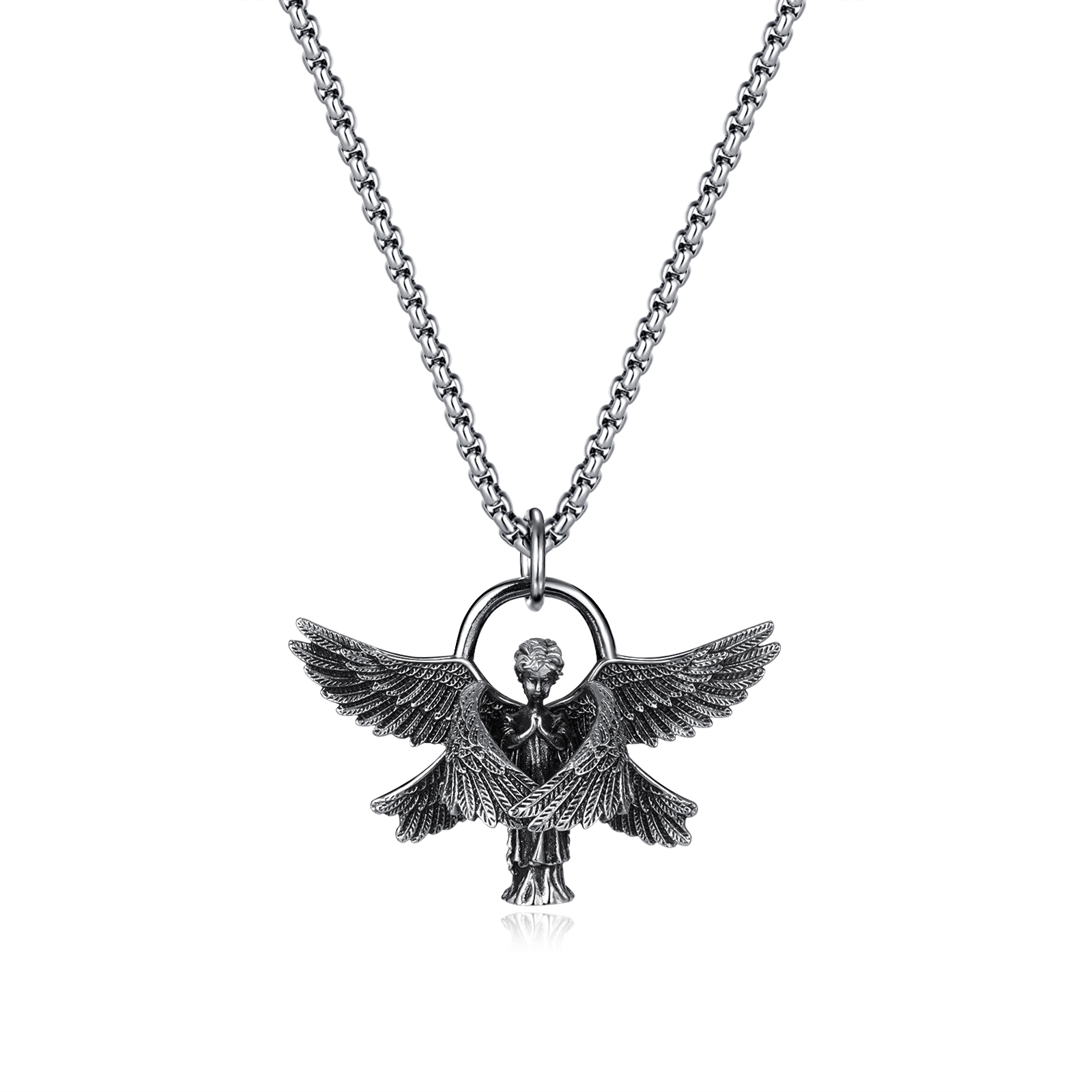 Style Vintage Style Simple Ange Ailes Acier Inoxydable 304 Hommes Pendentif display picture 1