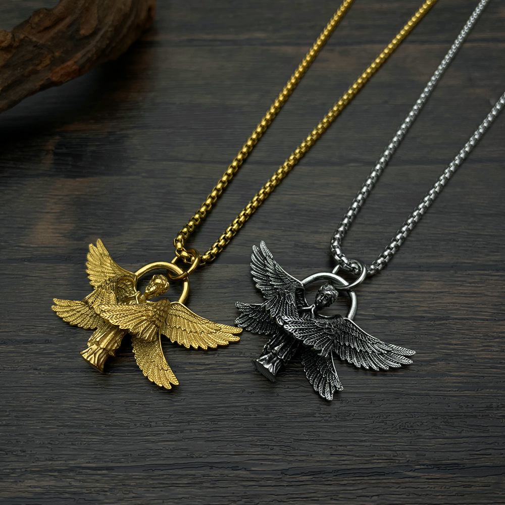 Vintage Style Simple Style Angel Wings 304 Stainless Steel Men'S Pendant Necklace display picture 8