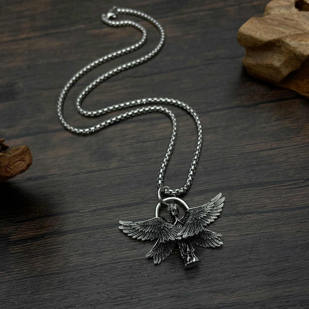 Vintage Style Simple Style Angel Wings 304 Stainless Steel Men'S Pendant Necklace display picture 7