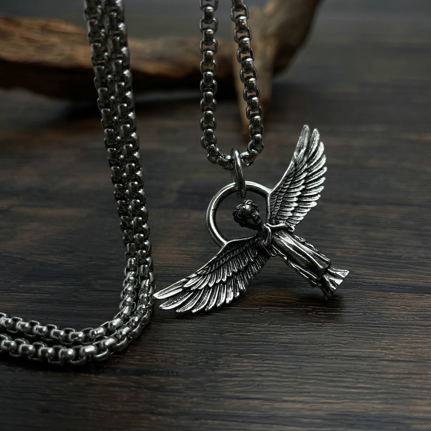 Hip-Hop Vintage Style Angel Wings 304 Stainless Steel Men'S Pendant Necklace display picture 3