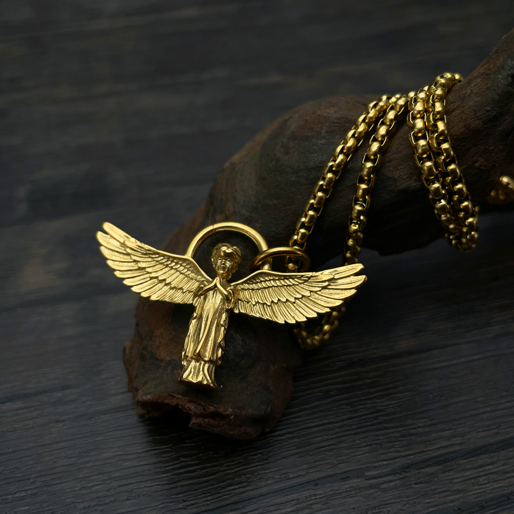Hip-Hop Vintage Style Angel Wings 304 Stainless Steel Men'S Pendant Necklace display picture 6
