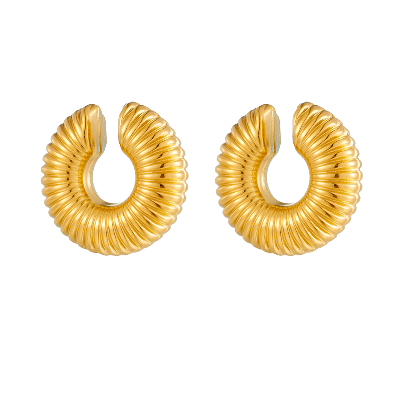 1 Pair Simple Style Solid Color Plating Stainless Steel 18K Gold Plated Ear Cuffs display picture 1