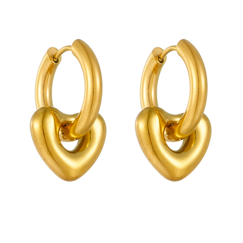 1 Pair Simple Style Commute Solid Color Plating Stainless Steel 18K Gold Plated Hoop Earrings display picture 1