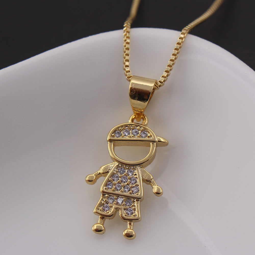 Ig Style Simple Style Commute Cartoon Character Copper Gold Plated Zircon Necklace In Bulk display picture 4