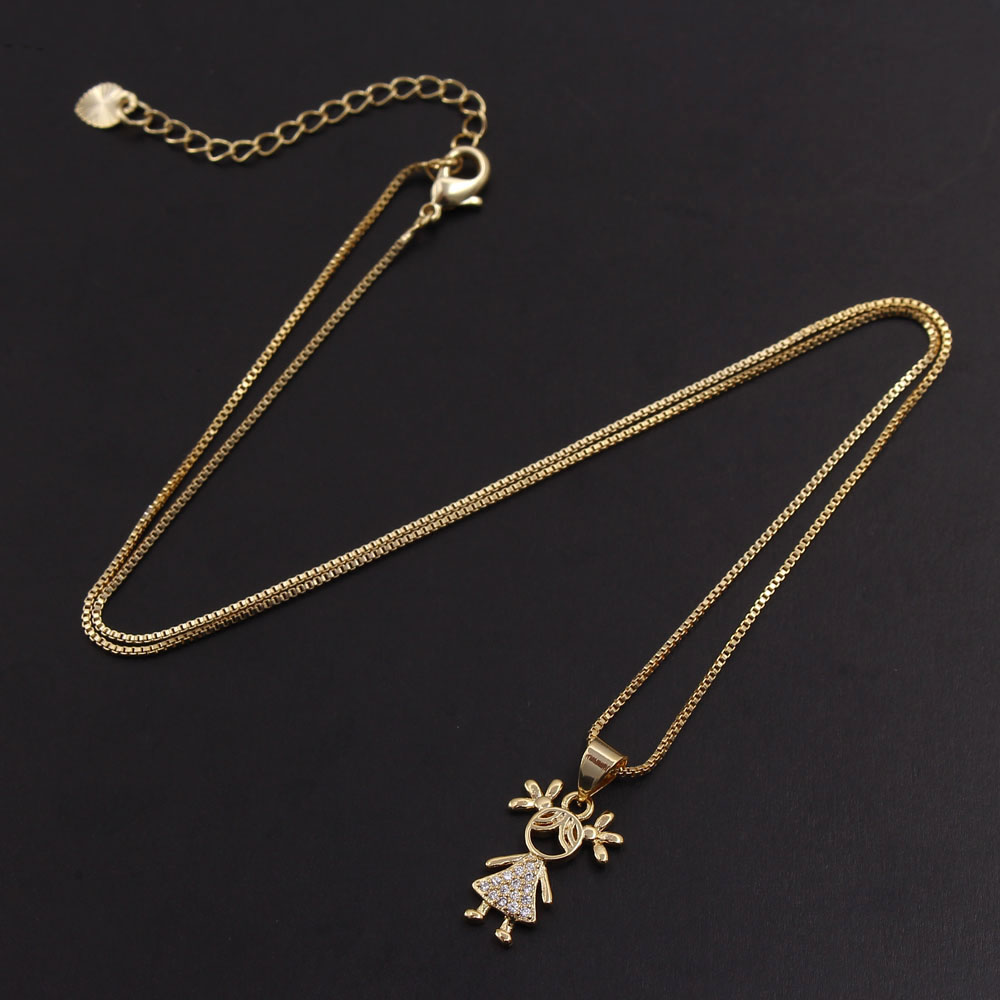 Ig Style Simple Style Commute Cartoon Character Copper Gold Plated Zircon Necklace In Bulk display picture 7