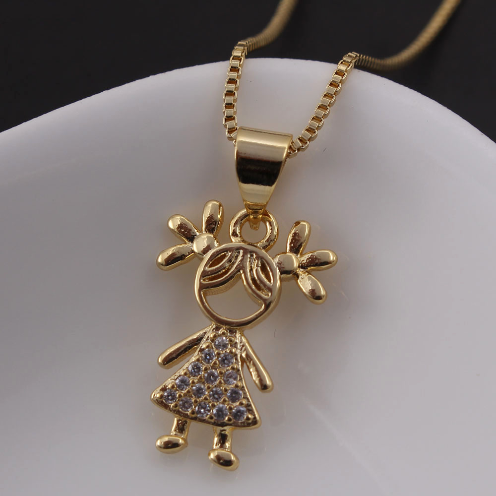 Ig Style Simple Style Commute Cartoon Character Copper Gold Plated Zircon Necklace In Bulk display picture 5