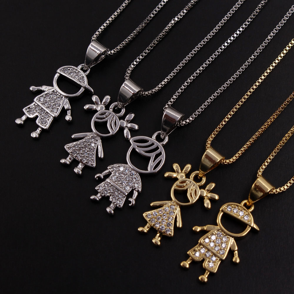 Ig Style Simple Style Commute Cartoon Character Copper Gold Plated Zircon Necklace In Bulk display picture 1