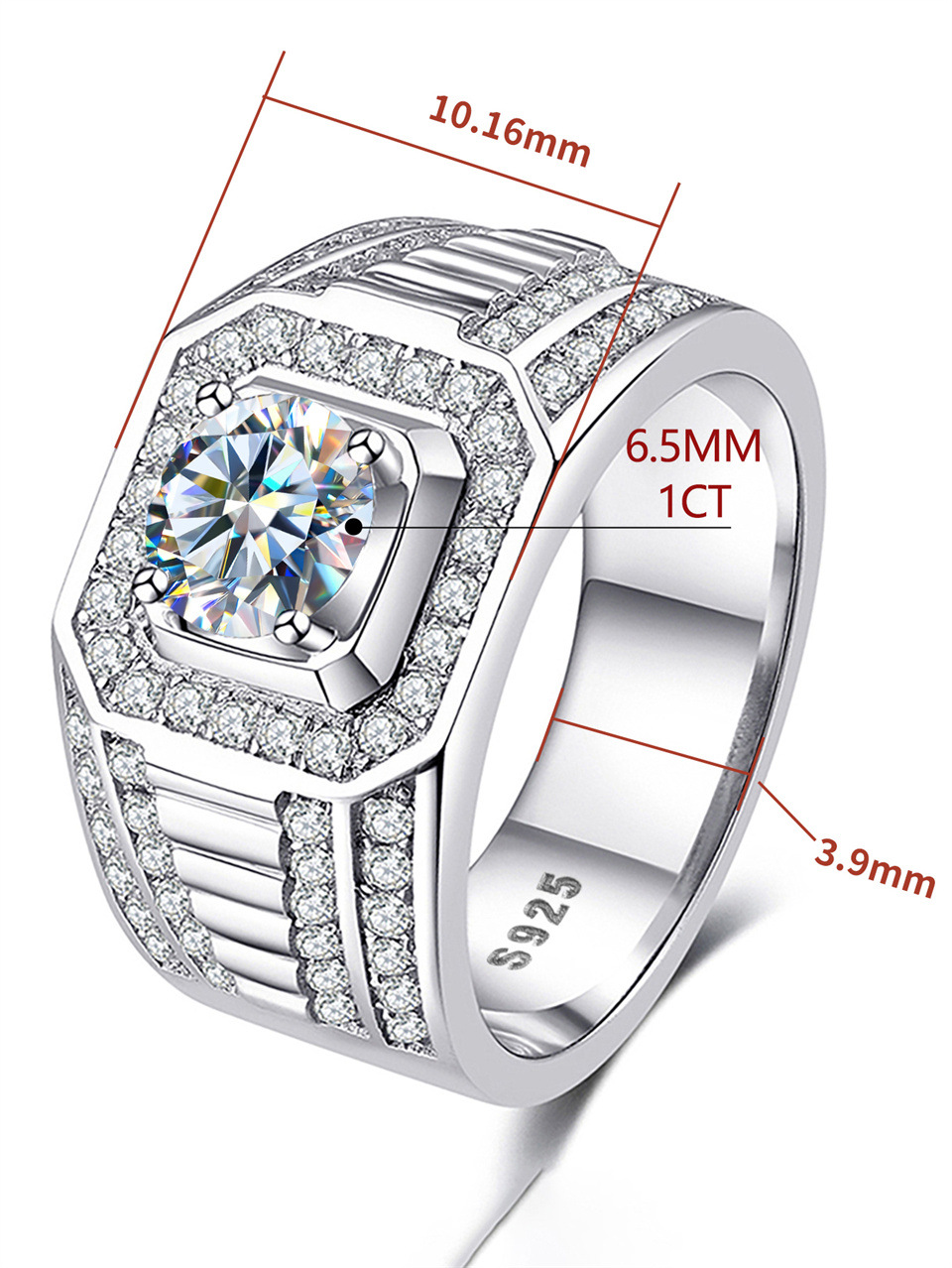 Wholesale Simple Style Solid Color Sterling Silver Plating Inlay Moissanite Rings display picture 2