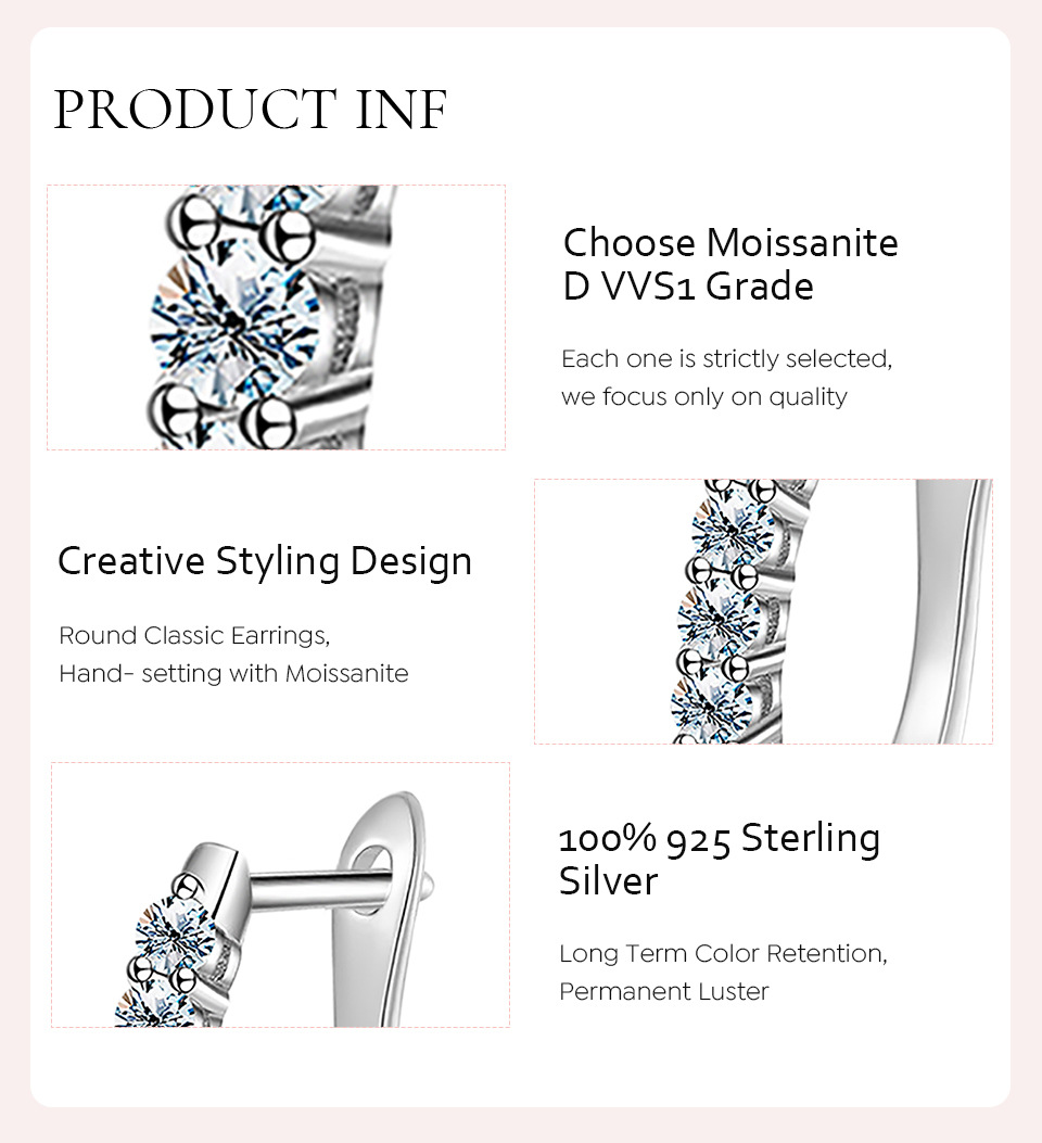 Wholesale Elegant Square Sterling Silver Plating Inlay Moissanite Earrings display picture 3