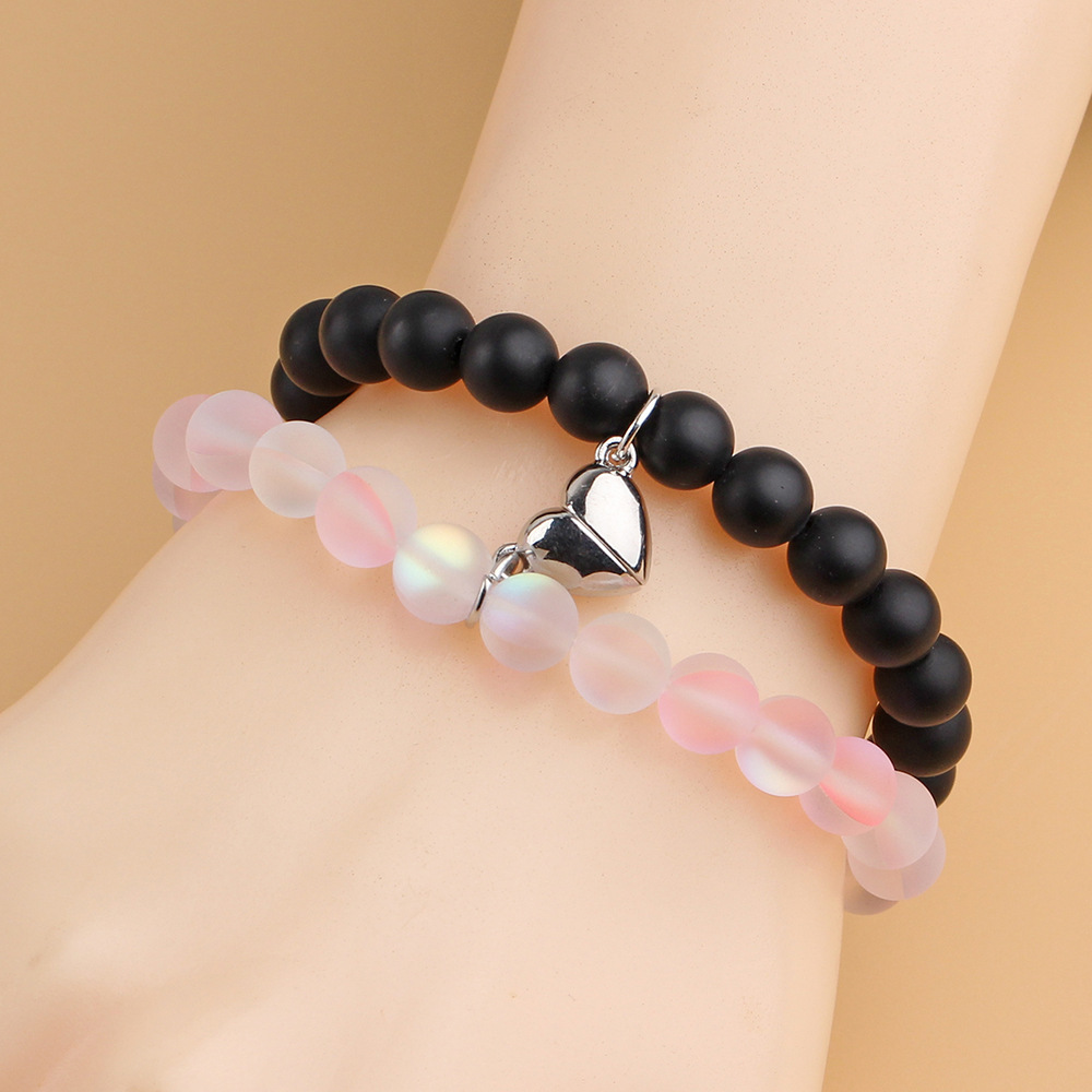 Simple Style Round Alloy Beaded Couple Bracelets display picture 1