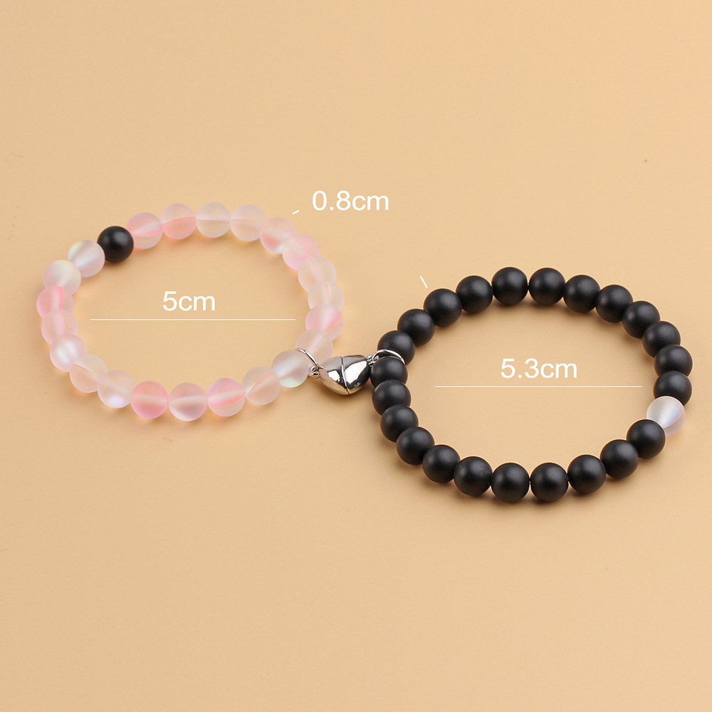 Simple Style Round Alloy Beaded Couple Bracelets display picture 3