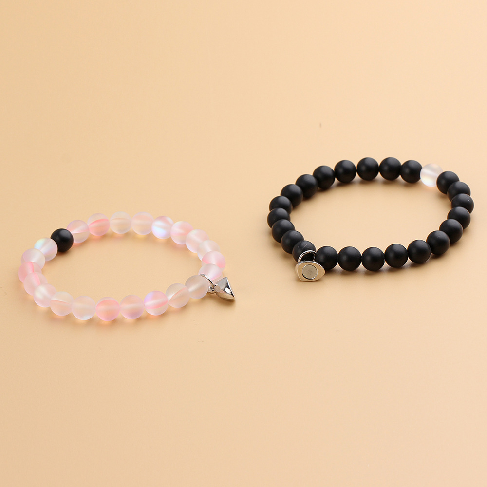 Simple Style Round Alloy Beaded Couple Bracelets display picture 4