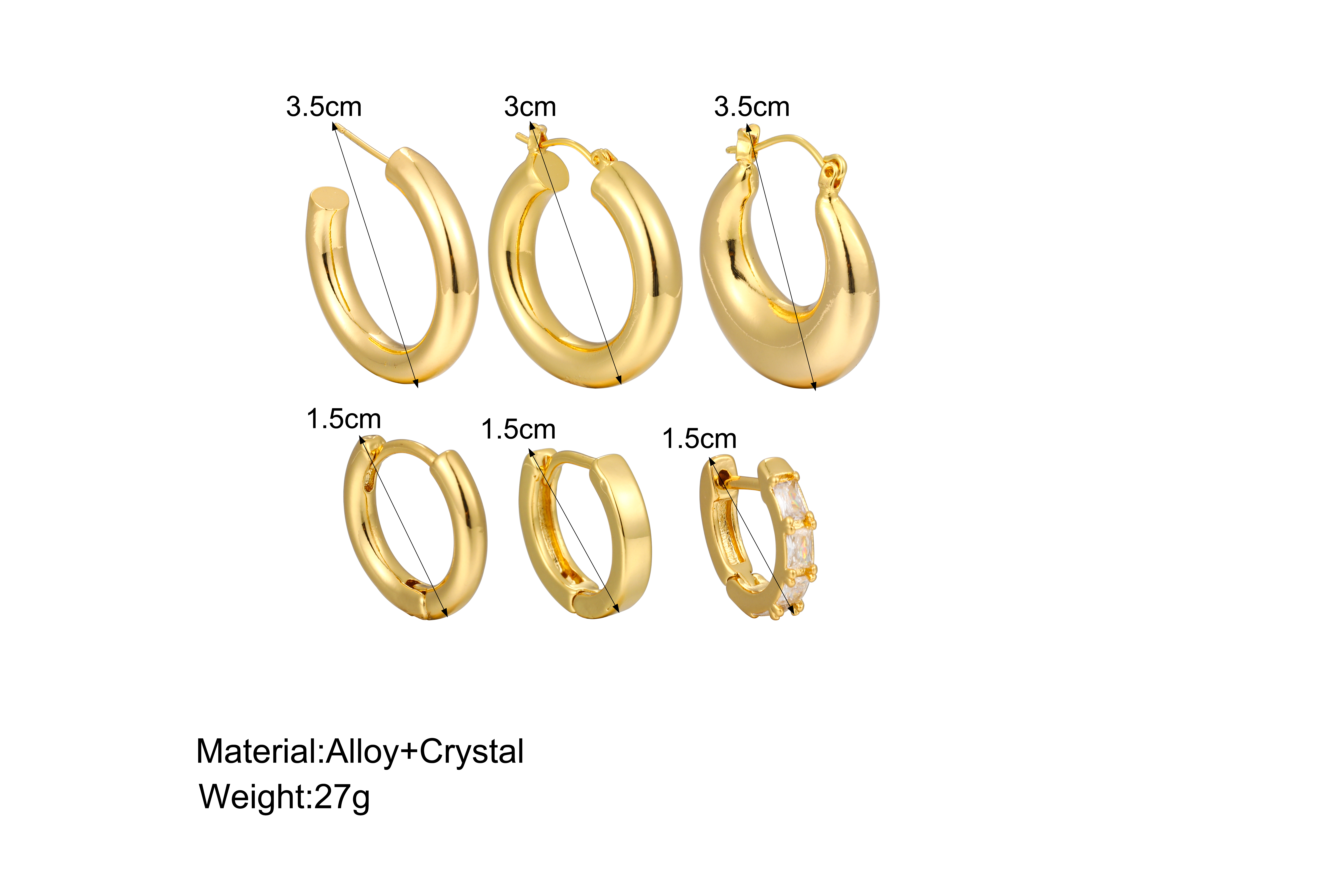 1 Pair Simple Style C Shape Plating Inlay Copper Zircon Hoop Earrings Ear Studs display picture 11