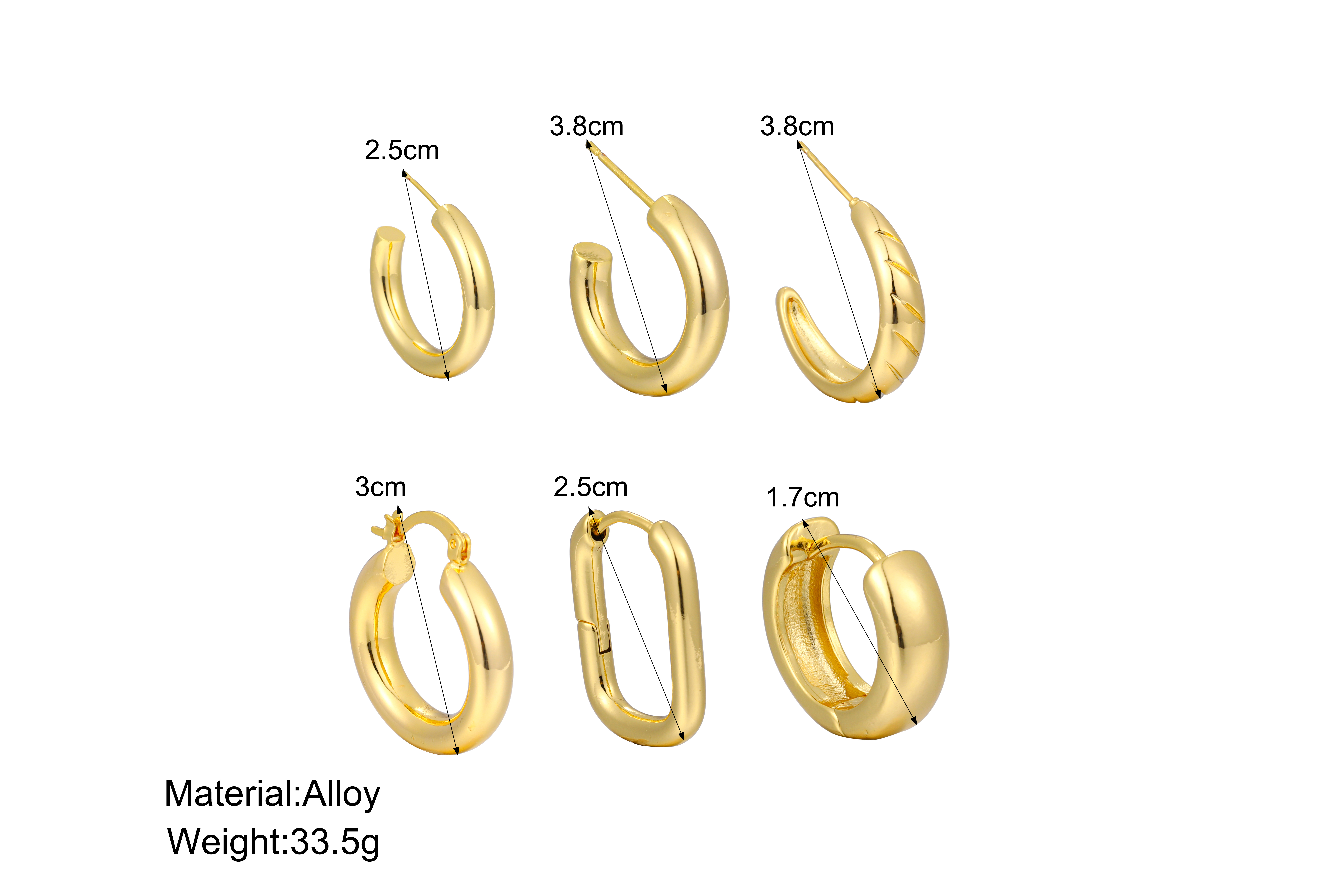 1 Pair Simple Style C Shape Plating Inlay Copper Zircon Hoop Earrings Ear Studs display picture 10