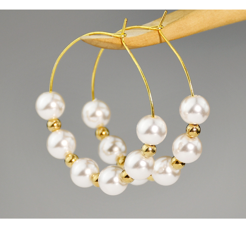 1 Pair Elegant Round Beaded Plating Stainless Steel Artificial Pearl Gold Plated Drop Earrings display picture 1
