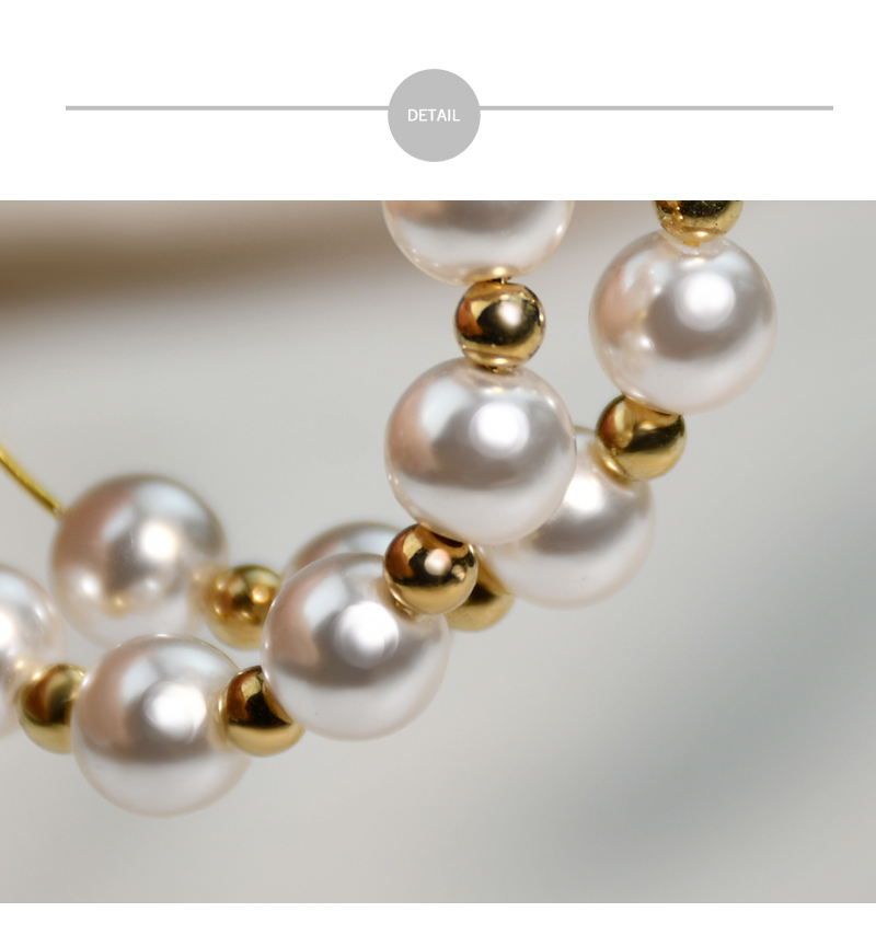 1 Pair Elegant Round Beaded Plating Stainless Steel Artificial Pearl Gold Plated Drop Earrings display picture 5