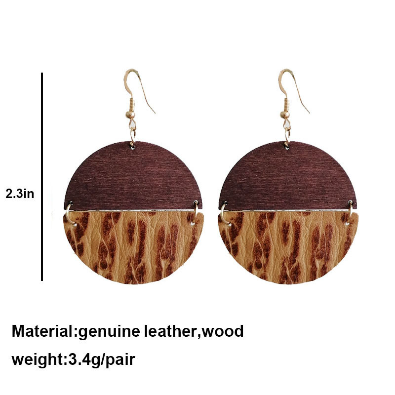 1 Pair Retro Round Patchwork Leather Drop Earrings display picture 1