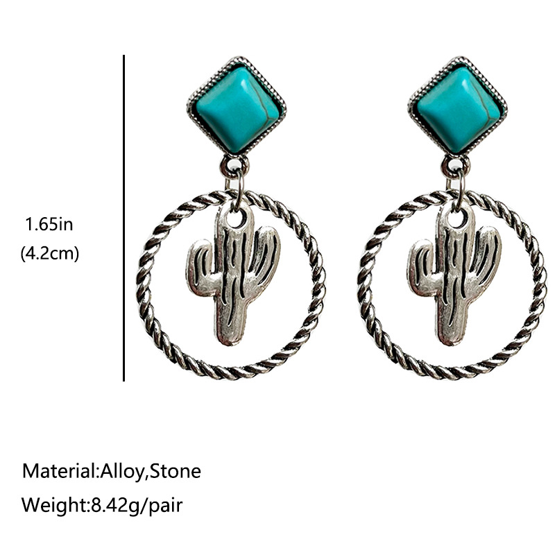 1 Pair Hip-hop Cactus Plating Alloy Gold Plated Drop Earrings display picture 1