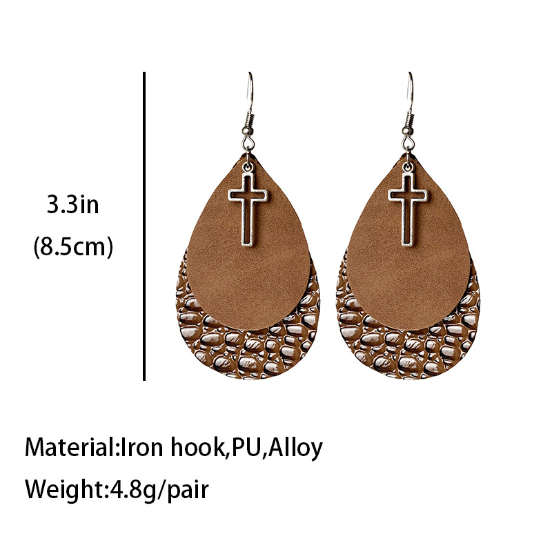 1 Pair Hip-hop Retro Water Droplets Leather Drop Earrings display picture 1
