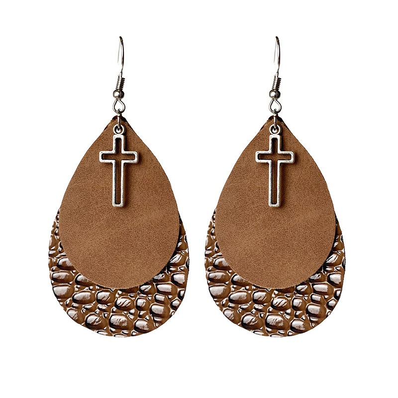 1 Pair Hip-hop Retro Water Droplets Leather Drop Earrings display picture 5