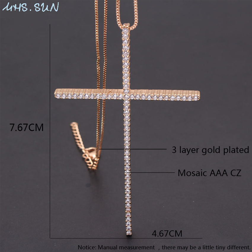 Simple Style Cross Copper Plating Inlay Zircon Gold Plated Pendant Necklace display picture 9