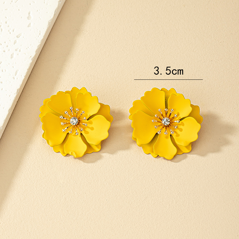 1 Paire Style Simple Fleur Incruster Le Fer Strass Boucles D'Oreilles display picture 3