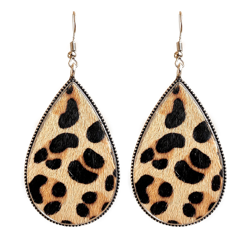 1 Pair Ethnic Style Leopard Printing Alloy Leather Drop Earrings display picture 6