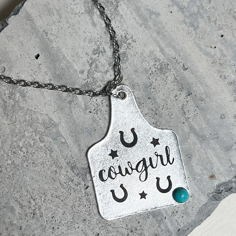 Retro Letter Alloy Inlay Turquoise Women's Pendant Necklace display picture 11