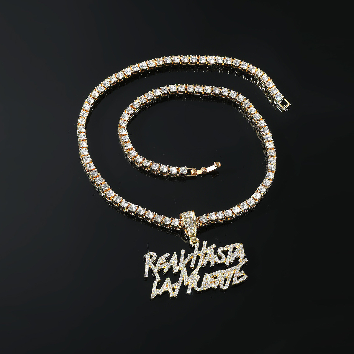 Hip-hop Letter Alloy Inlay Zircon Men's Pendant Necklace display picture 4