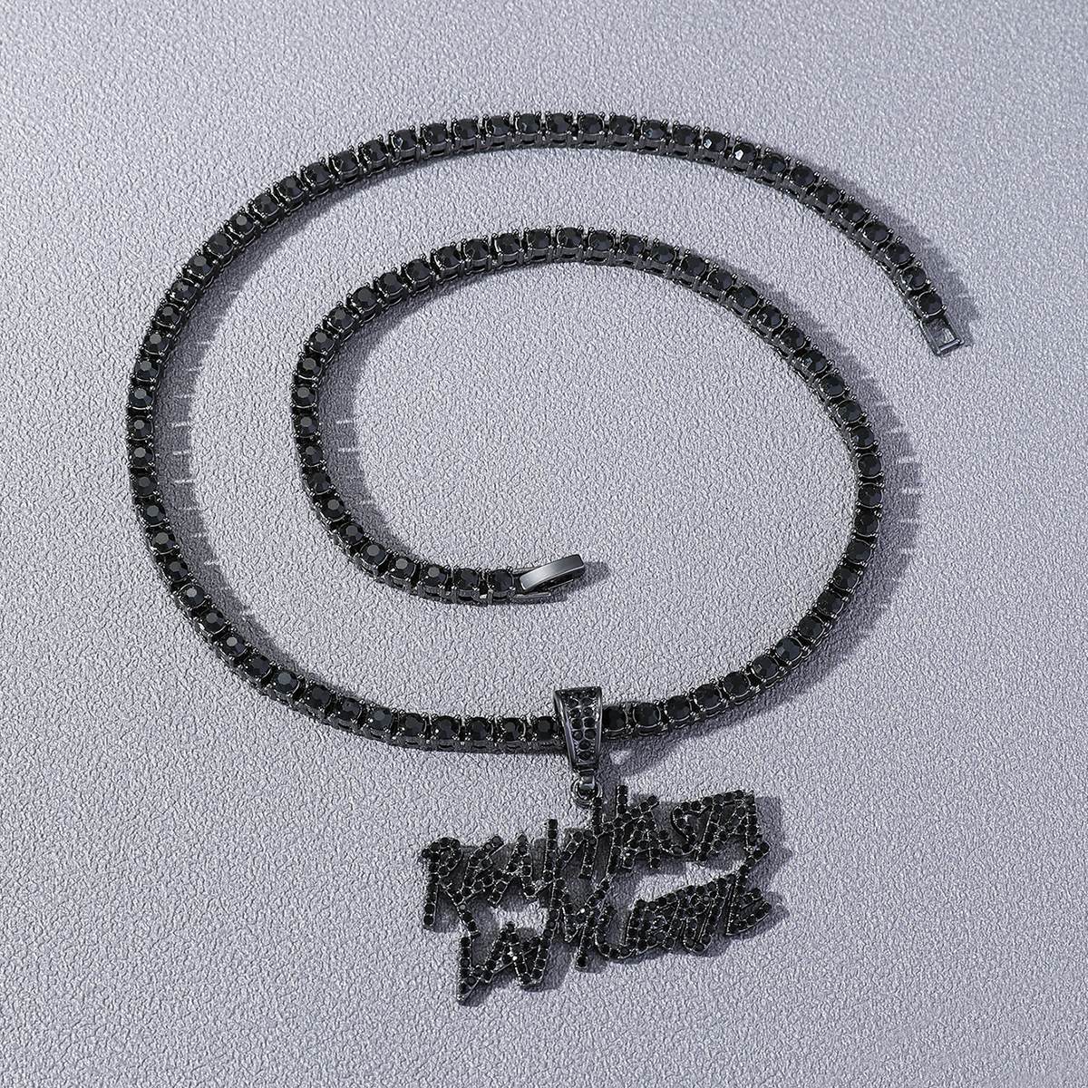 Hip-hop Letter Alloy Inlay Zircon Men's Pendant Necklace display picture 10