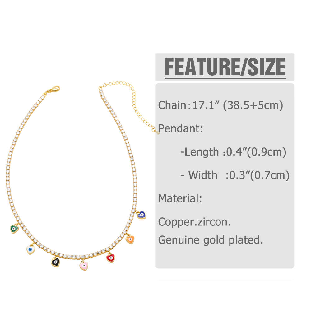 Simple Style Devil's Eye Heart Shape Copper Plating Inlay Zircon 18k Gold Plated Necklace display picture 1