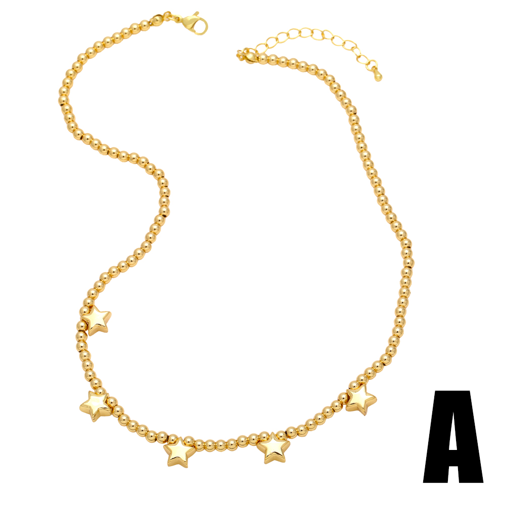 Hip-hop Pentagram Star Heart Shape Copper Plating 18k Gold Plated Necklace display picture 9
