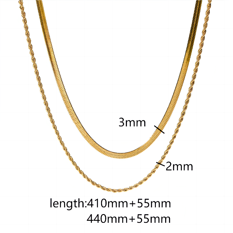 304 Stainless Steel Simple Style Polishing Plating Circle Double Layer Necklaces Necklace display picture 6