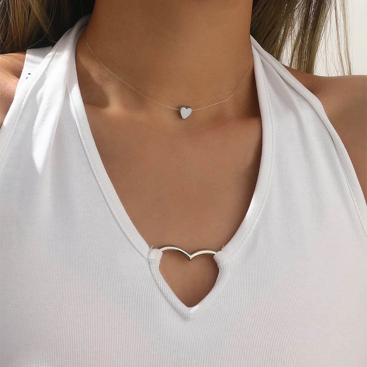 Simple Style Heart Shape Alloy Women's Pendant Necklace display picture 5